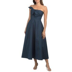SHOSHANNA Navy Made In Usa Odyssey Tea-length Dress